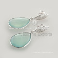 Boucles d&#39;oreilles faites à la main avec Aqua Chalcedony Gemstone Silver Fashion pour mariage